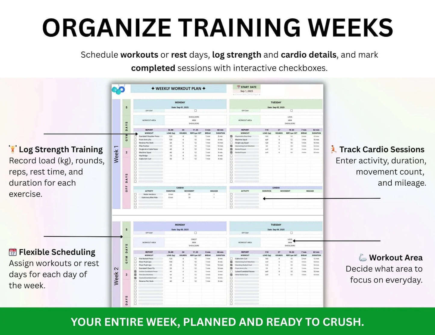 Gym Workout Planner Spreadsheet
