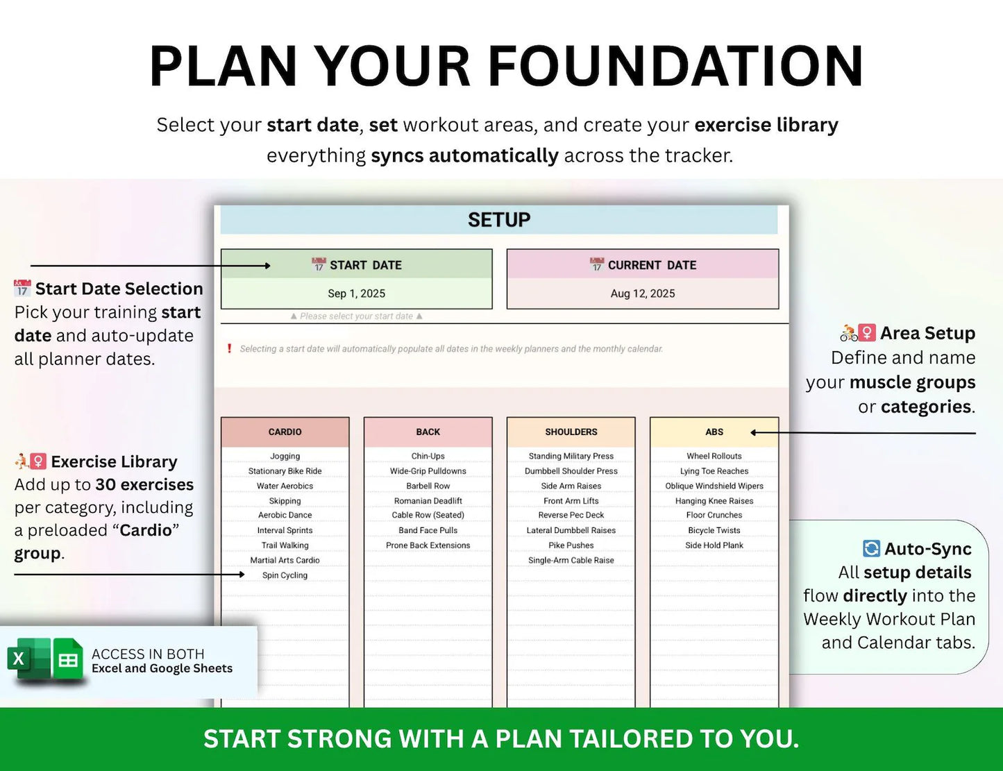 Gym Workout Planner Spreadsheet